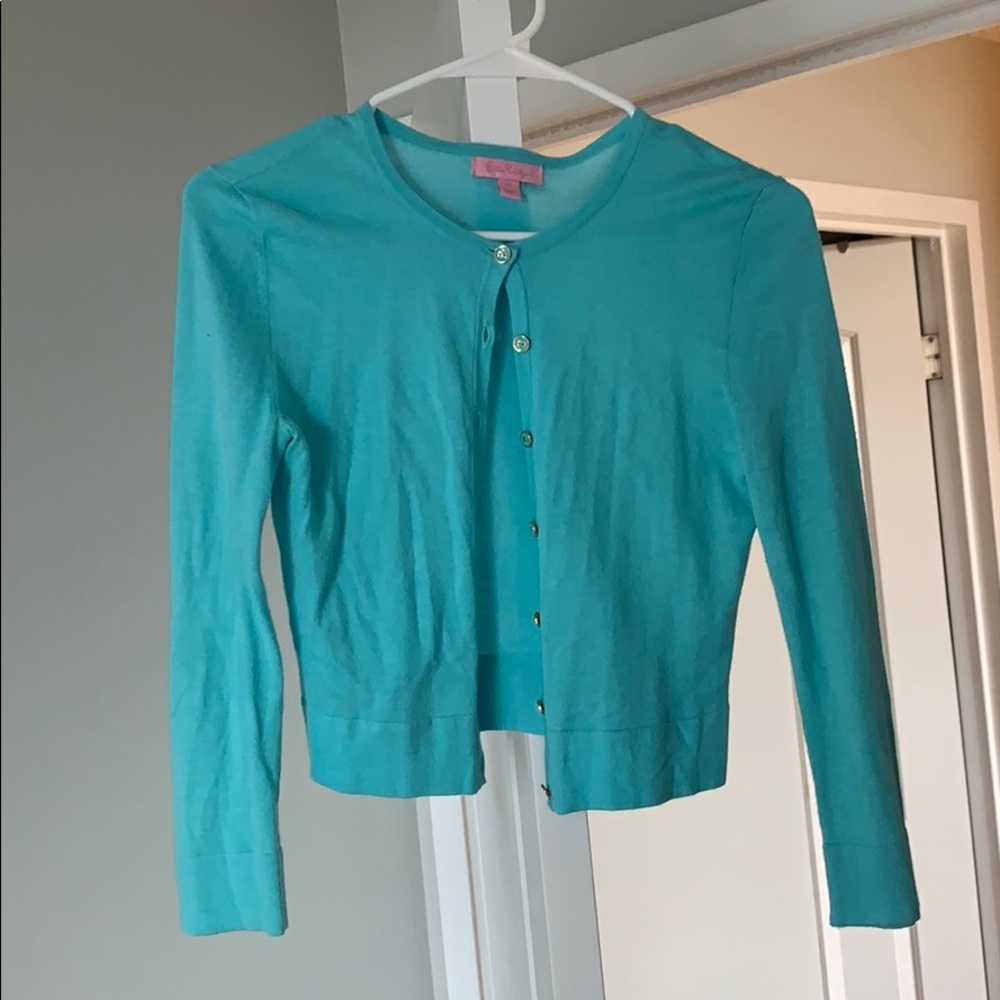 Lilly Pulitzer Light Blue Cropped Cardigan Size XS